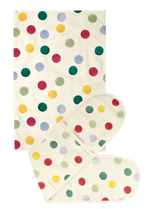Big Polka Dot Double Oven Glove and Tea Towel Set